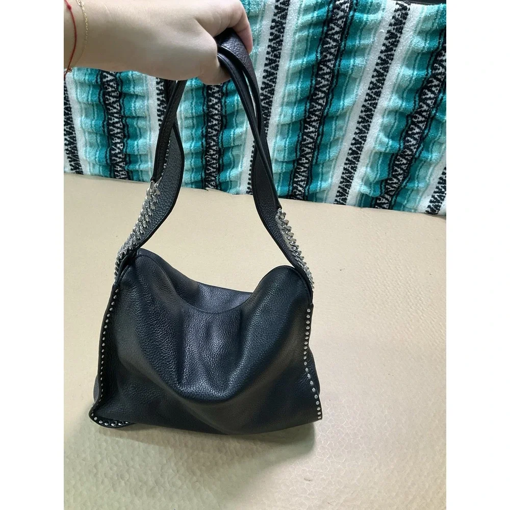 Michael Kors Astor Silver Studded Black Leather Large Hobo